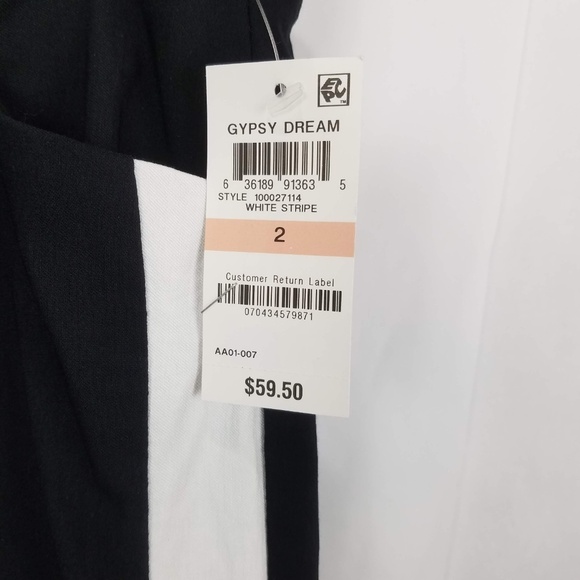 NWT Bar III Wide‑Leg Cropped Pants Black with Racer Stripe - Picture 3 of 7